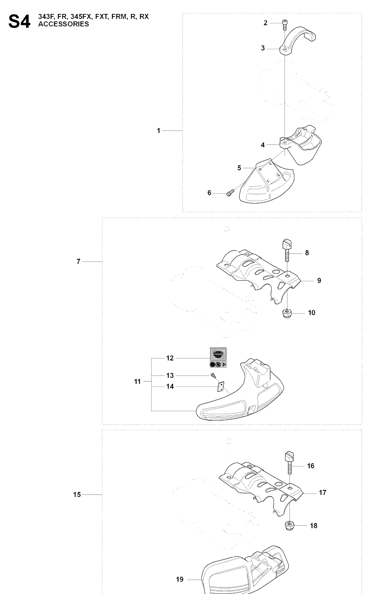 Accessories Diagram and Parts List for 343FRM  Husqvarna Brush Cutter