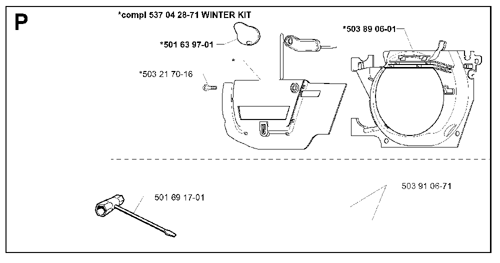 Accessories Diagram and Parts List for 345EPA 19993600001-20013500000 Husqvarna Chainsaw