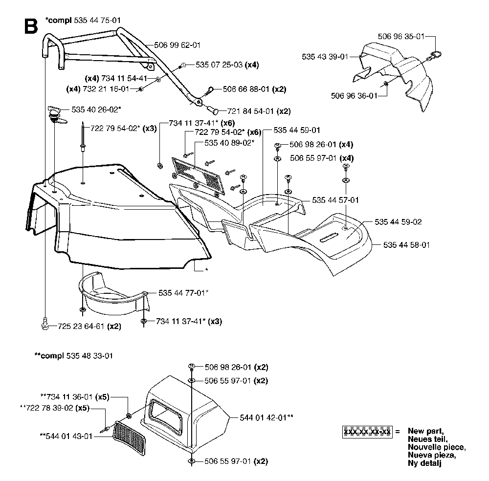 Cover Diagram and Parts List for RIDERPRO18AWD (965095001)(2007-03) Husqvarna Lawn Tractor