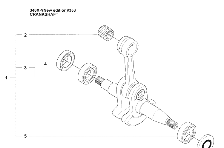 Crankshaft (Ne) Diagram and Parts List for 353 2009-02 Husqvarna Chainsaw