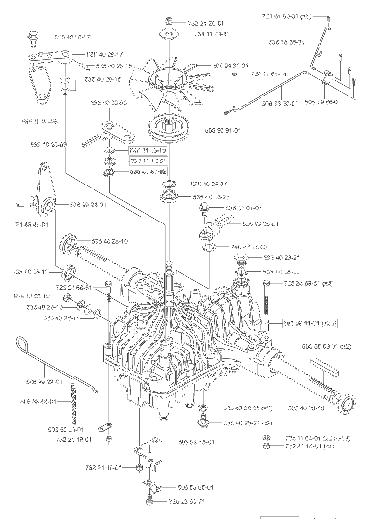 Hydro (K62) Diagram and Parts List for RIDERPROFLEX21 2001-02 Husqvarna Lawn Tractor