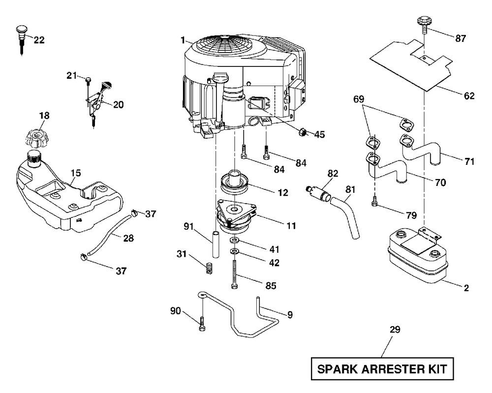 Engine Diagram and Parts List for GTH2448T (960450003-00)(2005-11) Husqvarna Lawn Tractor