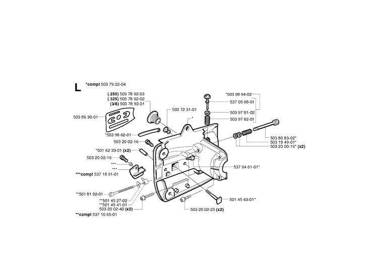 Crankcase Diagram and Parts List for 336 20040100001-20051000000 Husqvarna Chainsaw