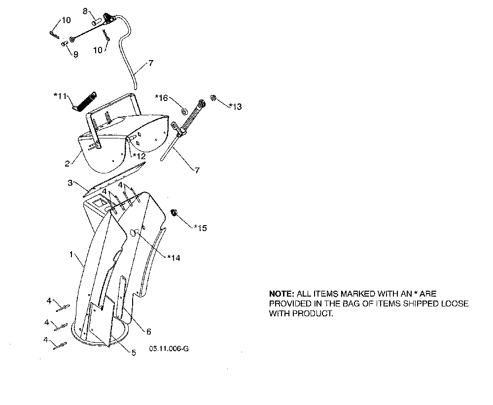 Chute weldment Diagram and Parts List for 96193009604  Husqvarna Snow Blower