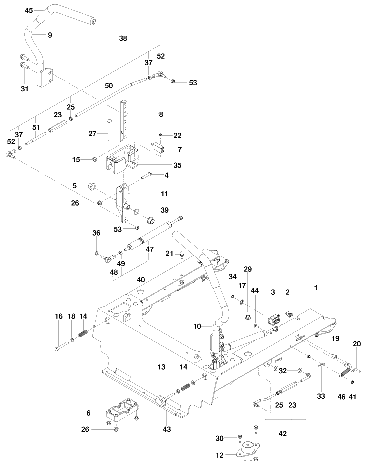 Steering Diagram and Parts List for PZ29D (966554801)(2010-03) Husqvarna Lawn Mower