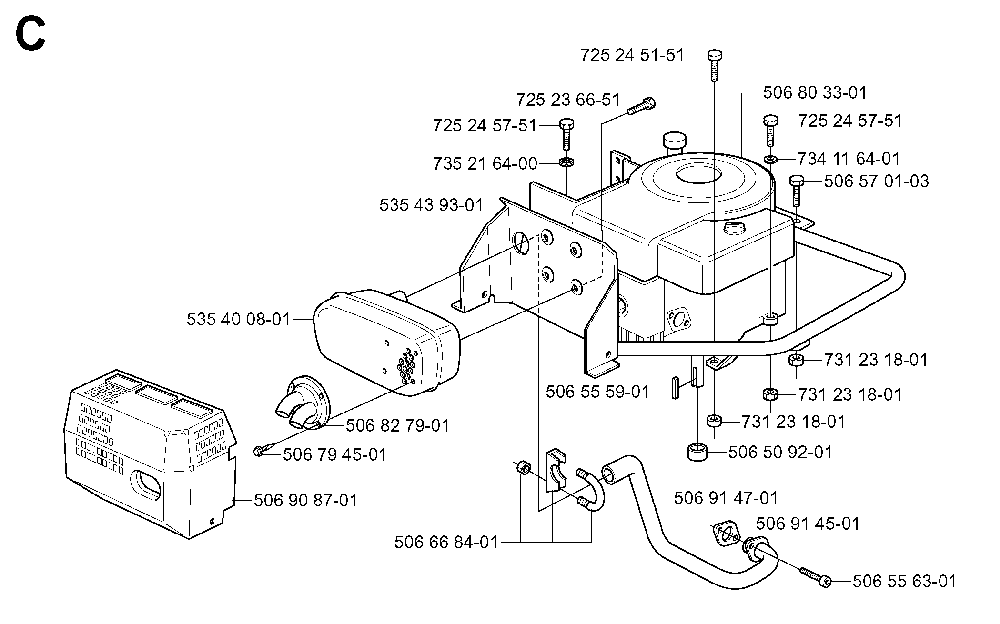 Engine Diagram and Parts List for RIDER13RSPECIAL (953533001)(2003-09) Husqvarna Lawn Tractor