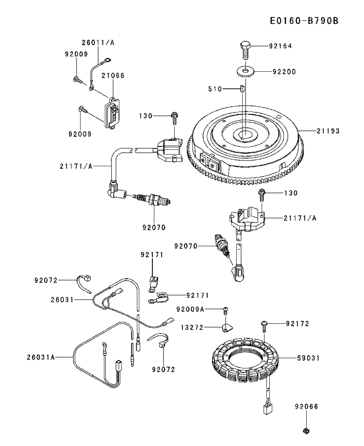 Electrical Diagram and Parts List for FR651V-AS31 2017-09 Husqvarna Engine