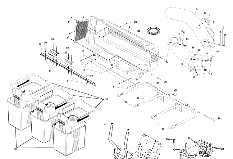 Grass Catcher Diagram and Parts List for LTGTB48A (954633736)(2003-11) Husqvarna Lawn Tractor Accessories