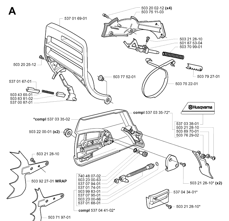 Chain Brake 2 Diagram and Parts List for 385XP 20034000001-20051000000 Husqvarna Chainsaw