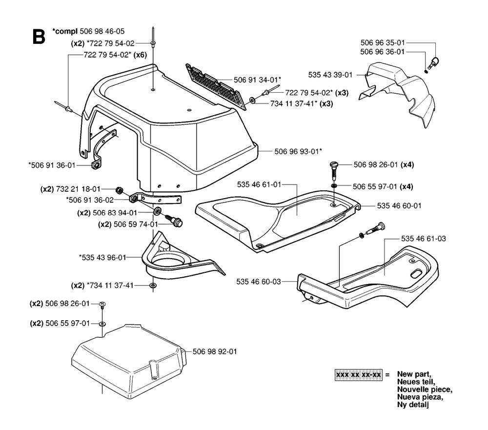 Hood Diagram and Parts List for R15C (965070501)(2006-01) Husqvarna Lawn Tractor