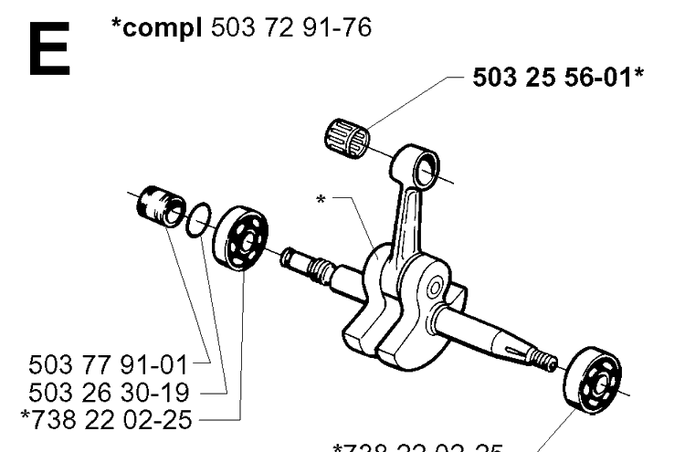 Crankshaft Diagram and Parts List for 365 19994500001-20020100000 Husqvarna Chainsaw