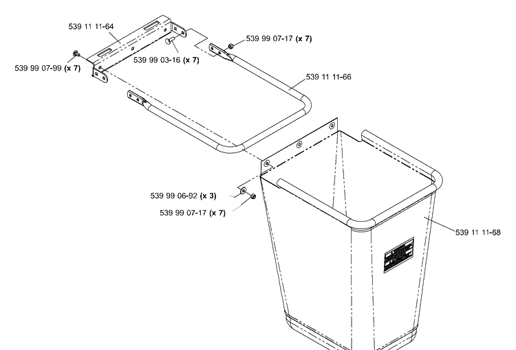 Accessory Bag Assembly Diagram and Parts List for LZ5227TXPKOA (968999309)(2006-02) Husqvarna Lawn Mower