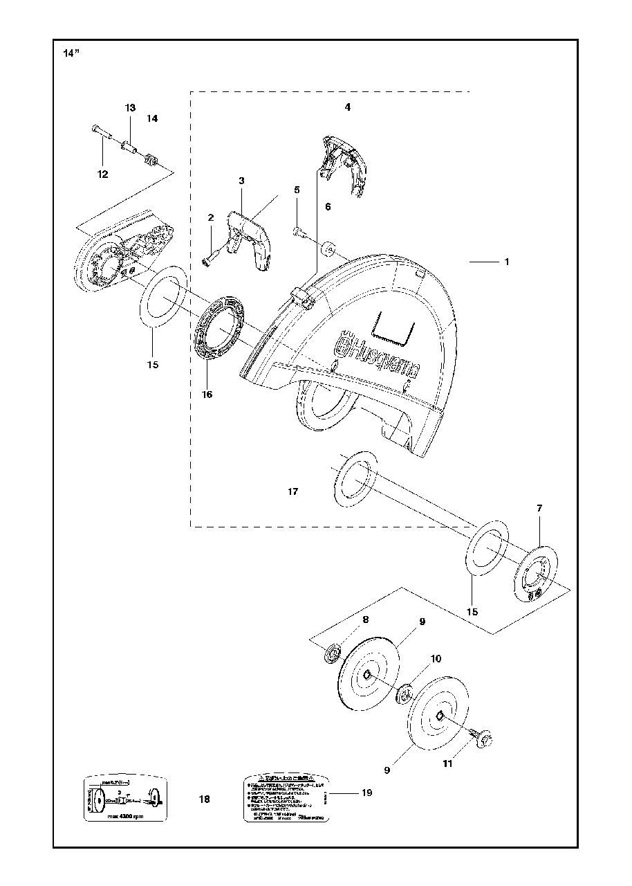 Guards Diagram and Parts List for K970II 2014-02 Husqvarna Circular Saw