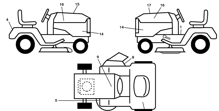 Decals Diagram and Parts List for LGT2554 (96045001501)(2009-05) Husqvarna Lawn Mower