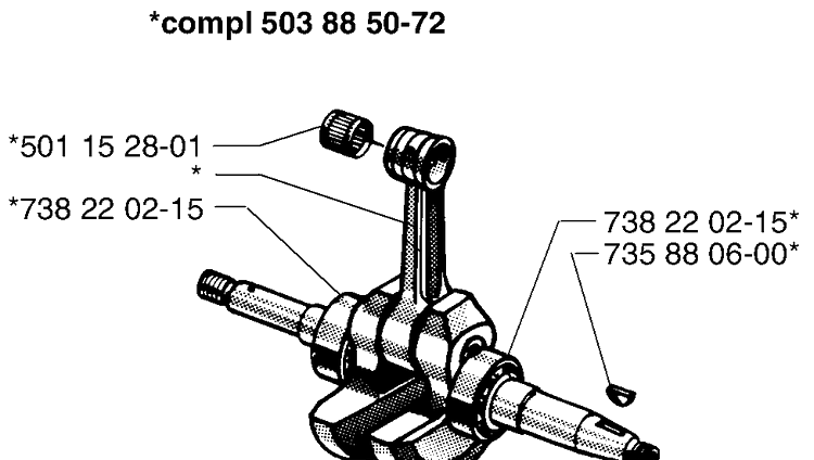 Crankshaft Diagram and Parts List for 265RX 1999-03 Husqvarna Brush Cutter