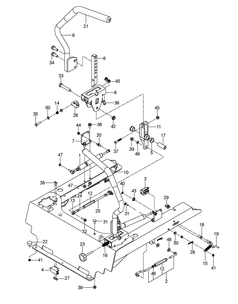 Steering Diagram and Parts List for PZ34 2010 Husqvarna Lawn Tractor