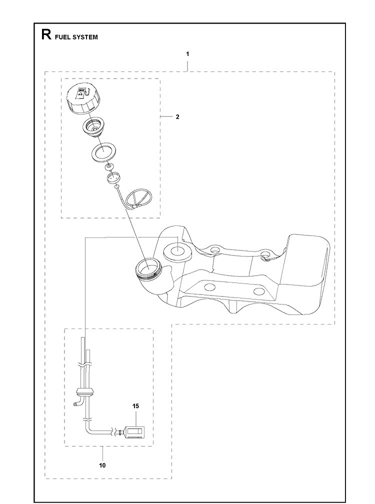 Fuel System Diagram and Parts List for 333RB Mark II Husqvarna Edger