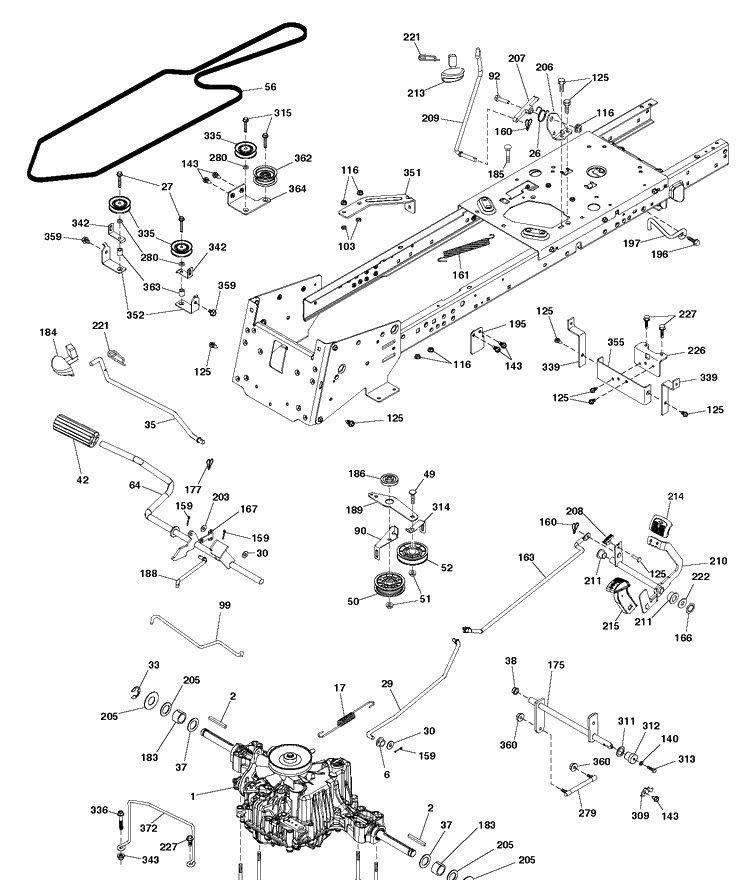 Drive Diagram and Parts List for TC342T (96051018400)(2018-08) Husqvarna Lawn Tractor