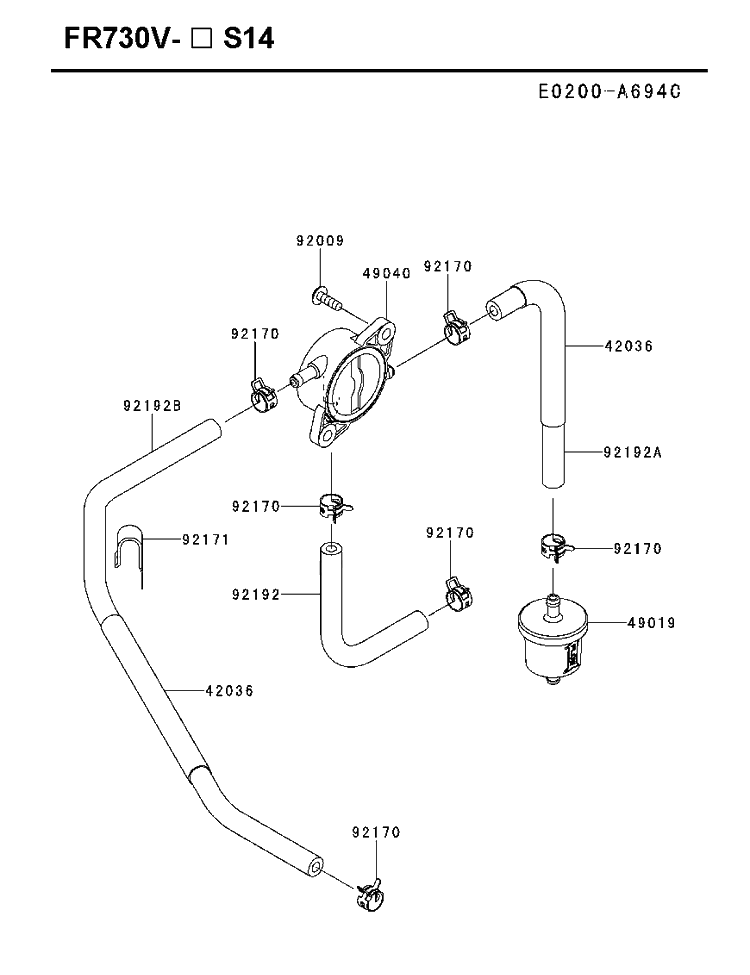 Fuel Valve Diagram and Parts List for FR730V-AS14 2018-11 Husqvarna Engine