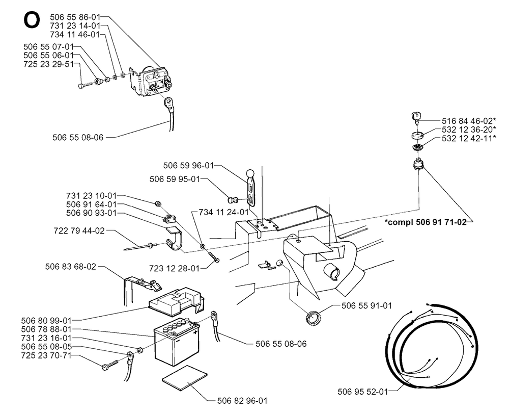 Electrical Diagram and Parts List for R850HST 1997-03 Husqvarna Lawn Tractor