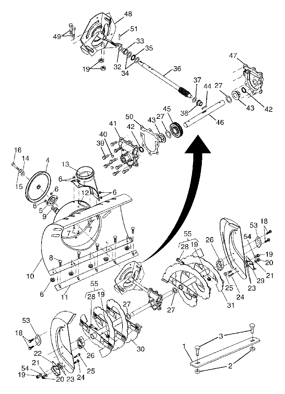 Auger Housing / Impeller Assembly Diagram and Parts List for 9027ST (954223077-C)(2004-07) Husqvarna Snow Blower