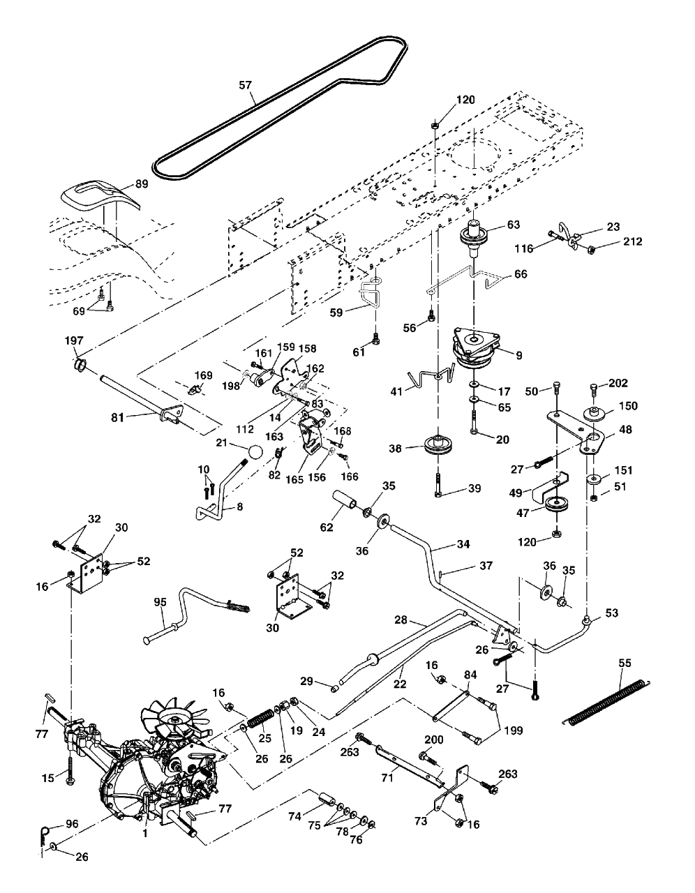 Drive Diagram and Parts List for YTH2148 (954572035-C)(2005-01) Husqvarna Lawn Tractor