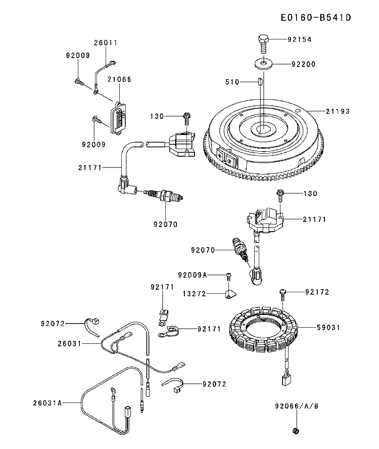 Electrical Diagram and Parts List for FR730V-BS13 2017-09 Husqvarna Engine