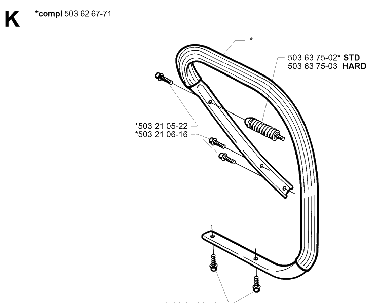 Handle Diagram and Parts List for 365 19994500001-20020100000 Husqvarna Chainsaw