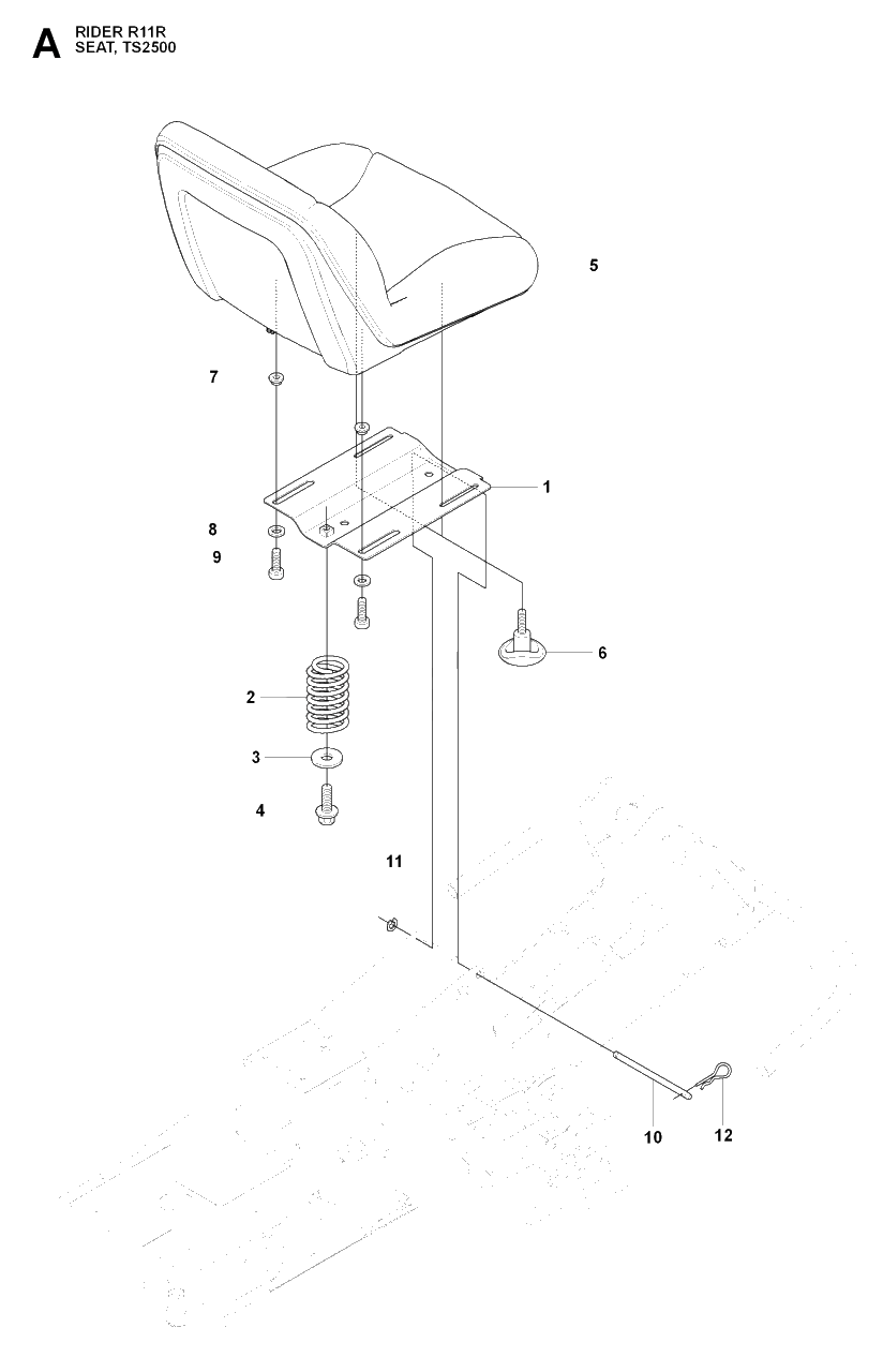 Seat Diagram and Parts List for R11R (966830401)(2009-04) Husqvarna Lawn Tractor