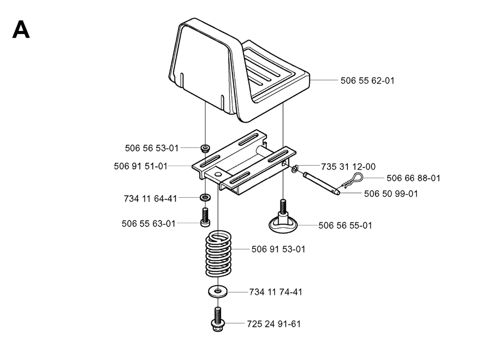 Seat Diagram and Parts List for R16 2003-01 Husqvarna Lawn Tractor