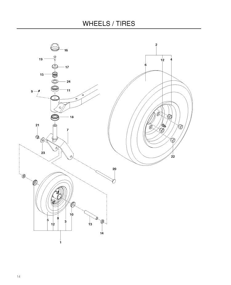 Wheels And Tires Diagram and Parts List for RZ4219 (966809001)(2011-09) Husqvarna Lawn Mower