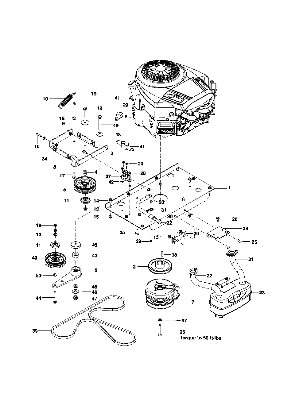 Engine plate Diagram and Parts List for MZ6128-966502301  Husqvarna Lawn Mower