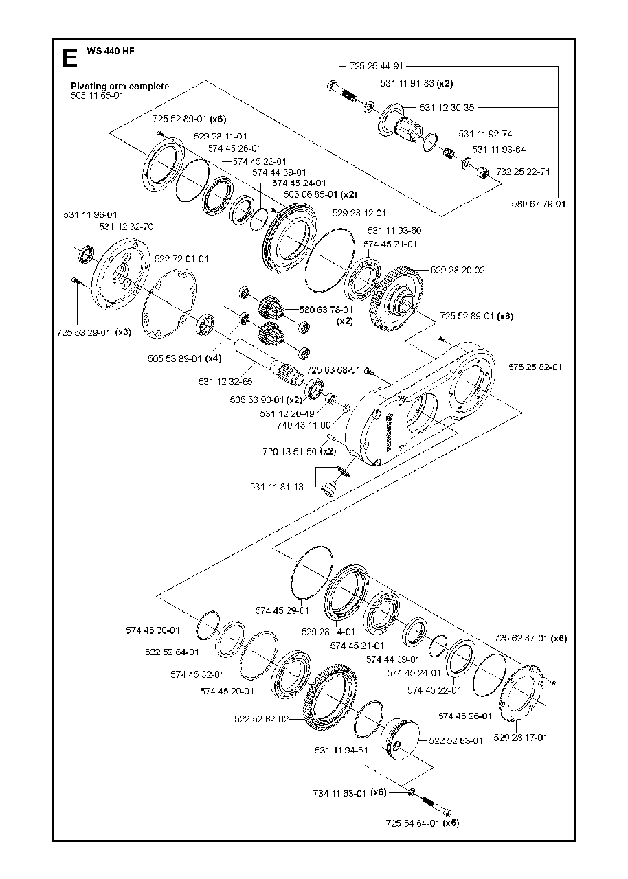 Pivoting Arm Diagram and Parts List for WS440HF (00000008382 - 20134408468)(2012-07) Husqvarna Circular Saw