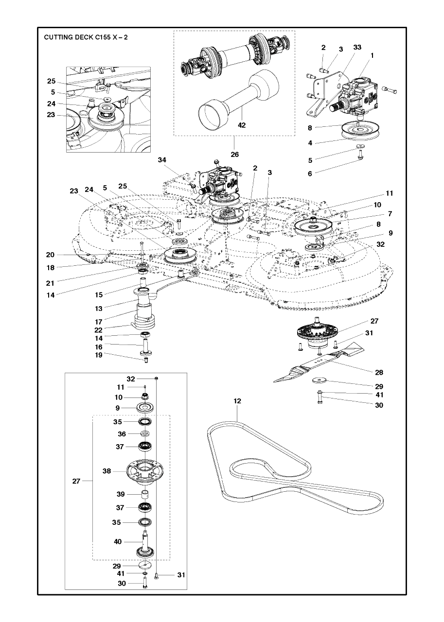 61-Inch/155cm Cutting Deck 7 Diagram and Parts List for C155X (967294101)(2019-09) Husqvarna Lawn Tractor Accessories