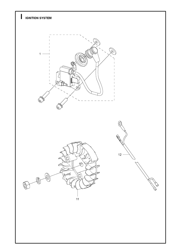 Ignition System Diagram and Parts List for 131RB  Husqvarna Edger