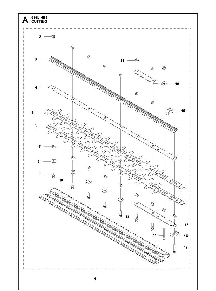 Cutting Equipment Diagram and Parts List for 536LIHE3 2016-09 Husqvarna Hedge Trimmer