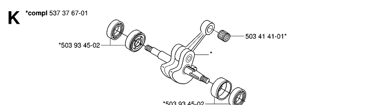 Crankshaft Diagram and Parts List for 338XPT 20063600001-Current Husqvarna Chainsaw
