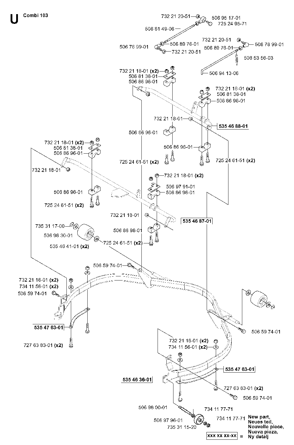 Protection Frame Diagram and Parts List for RIDERPRO18 (953521901)(2004-01) Husqvarna Lawn Tractor