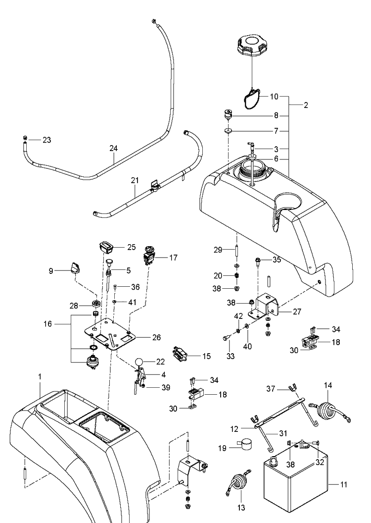 Ignition System Diagram and Parts List for M-ZT61 (96717701001)(2019-02) Husqvarna Lawn Mower