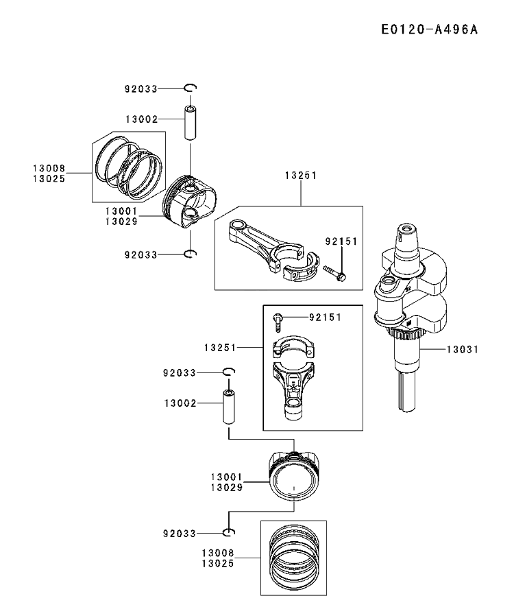 Piston And Crankshaft Diagram and Parts List for FS691V-BS19 2017-09 Husqvarna Engine
