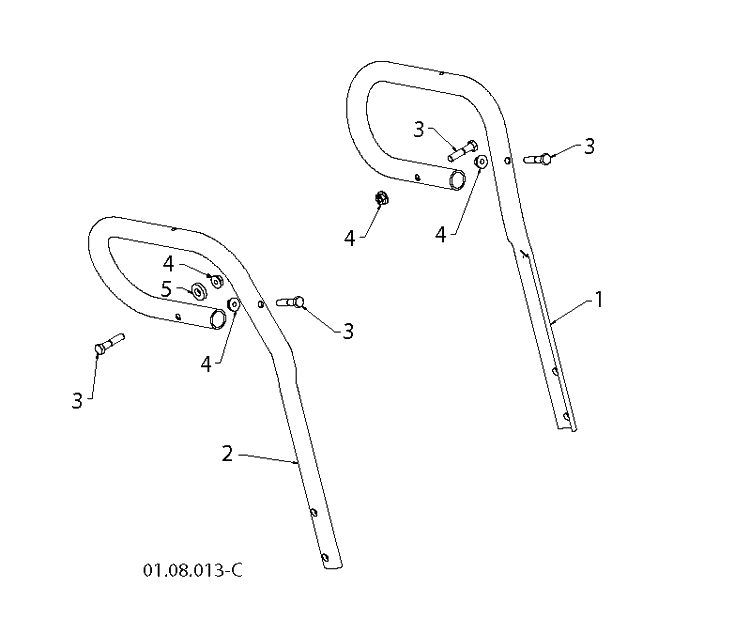 Handle And Controls Diagram and Parts List for 1830HV (96193007306)(2013-08) Husqvarna Snow Blower