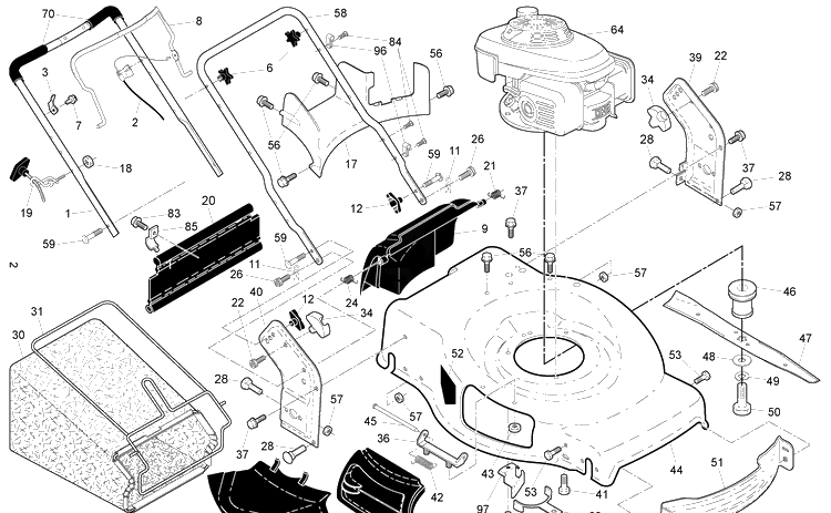 Frame Diagram and Parts List for 7022RLS (96143006400)(2010-04) Husqvarna Lawn Mower