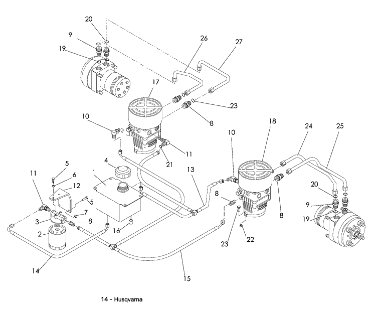 Hydraulic Pump - Motor Diagram and Parts List for LZF5227 (966956701)(2008-06) Husqvarna Lawn Mower