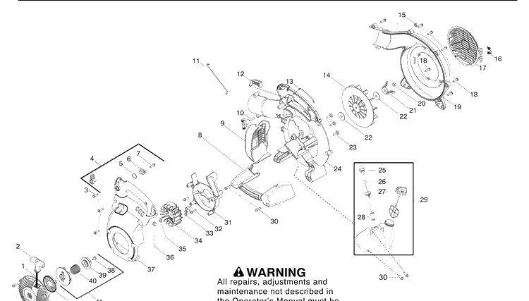 Repair Parts (A) Diagram and Parts List for 125BVX 2007-06 Husqvarna Leaf Blower / Vacuum