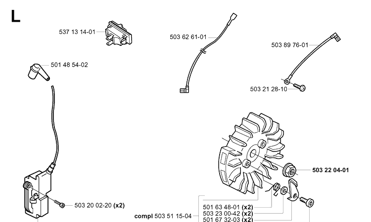 Ignition System Diagram and Parts List for 371K 2002-01 Husqvarna Lawn Tractor Accessories