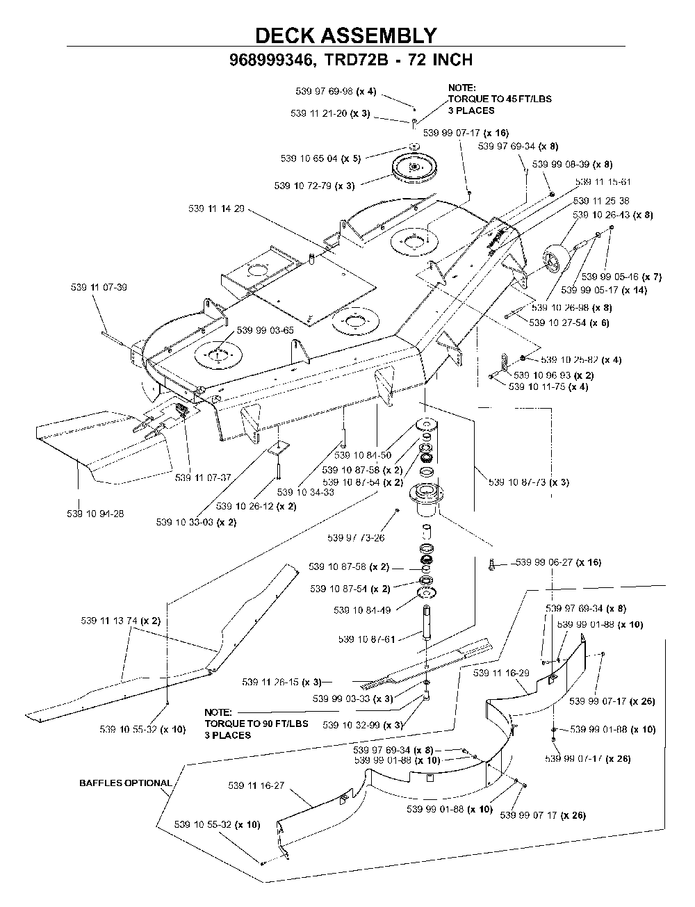 72/183cm Cutting Deck Diagram and Parts List for BZ34C (968999316)(2006-04) Husqvarna Lawn Tractor