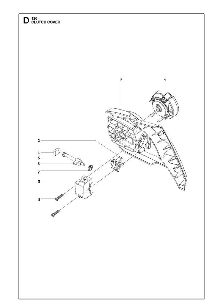 Clutch Cover Diagram and Parts List for 120I (967098201)(2018-06) Husqvarna Chainsaw