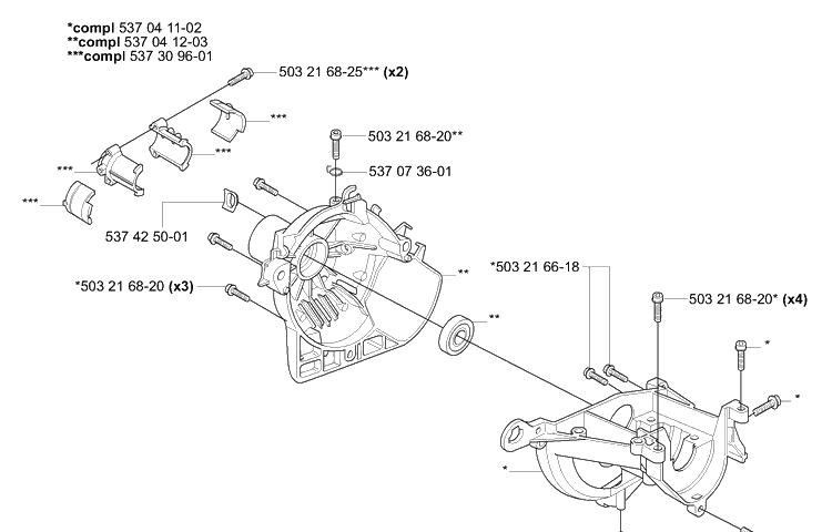 Crankcase Diagram and Parts List for 323L 2006-04 Husqvarna Trimmer