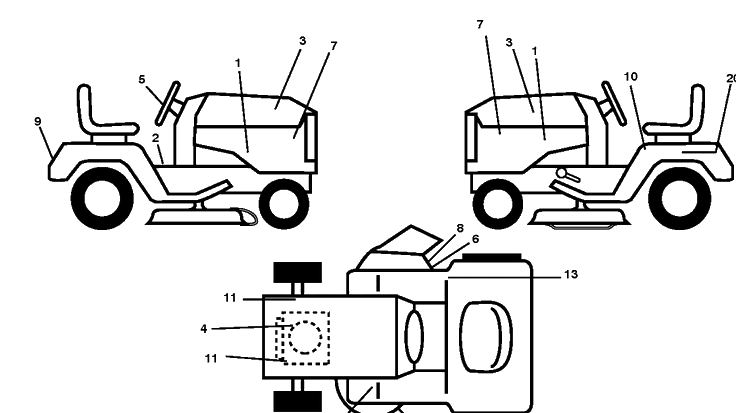 Decals Diagram and Parts List for LTH1797 (96011022101)(2012-01) Husqvarna Lawn Tractor