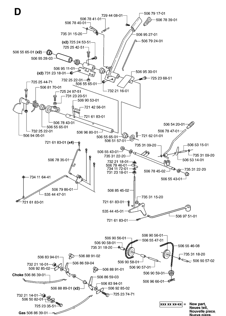 Controls Diagram and Parts List for PR18AWD (953536601)(2005-03) Husqvarna Lawn Mower